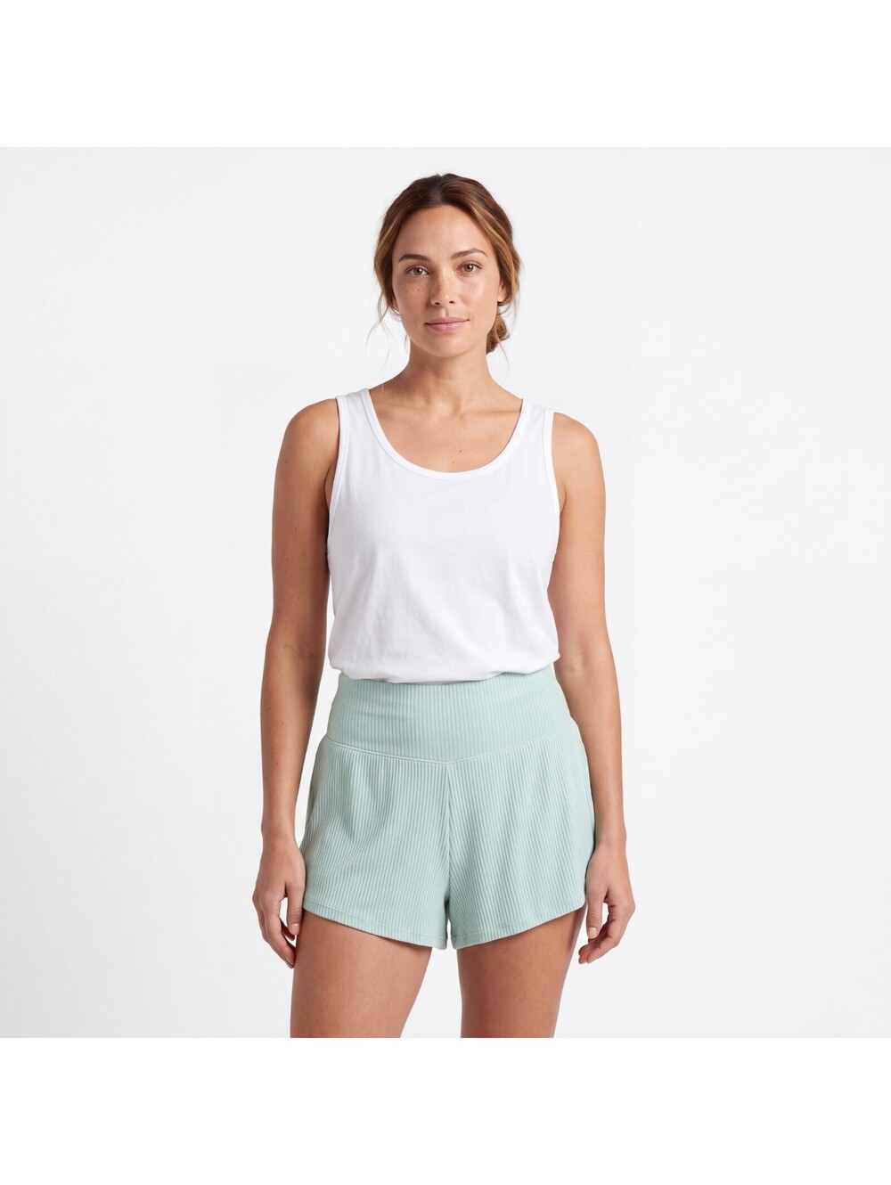 Auden Cozy Ribbed High Waist Shorts XS Mint Sage Green Lounge Pajama Sleep NWT